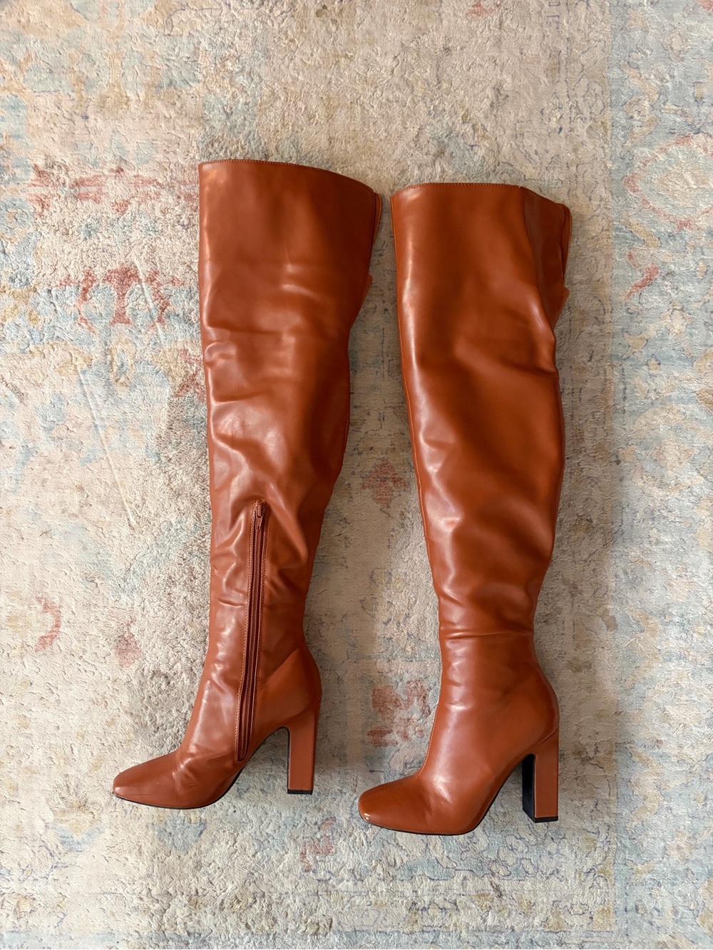 KAYLEEN By Los Angeles Chestnut Over-the-Knee Block Heel Boots